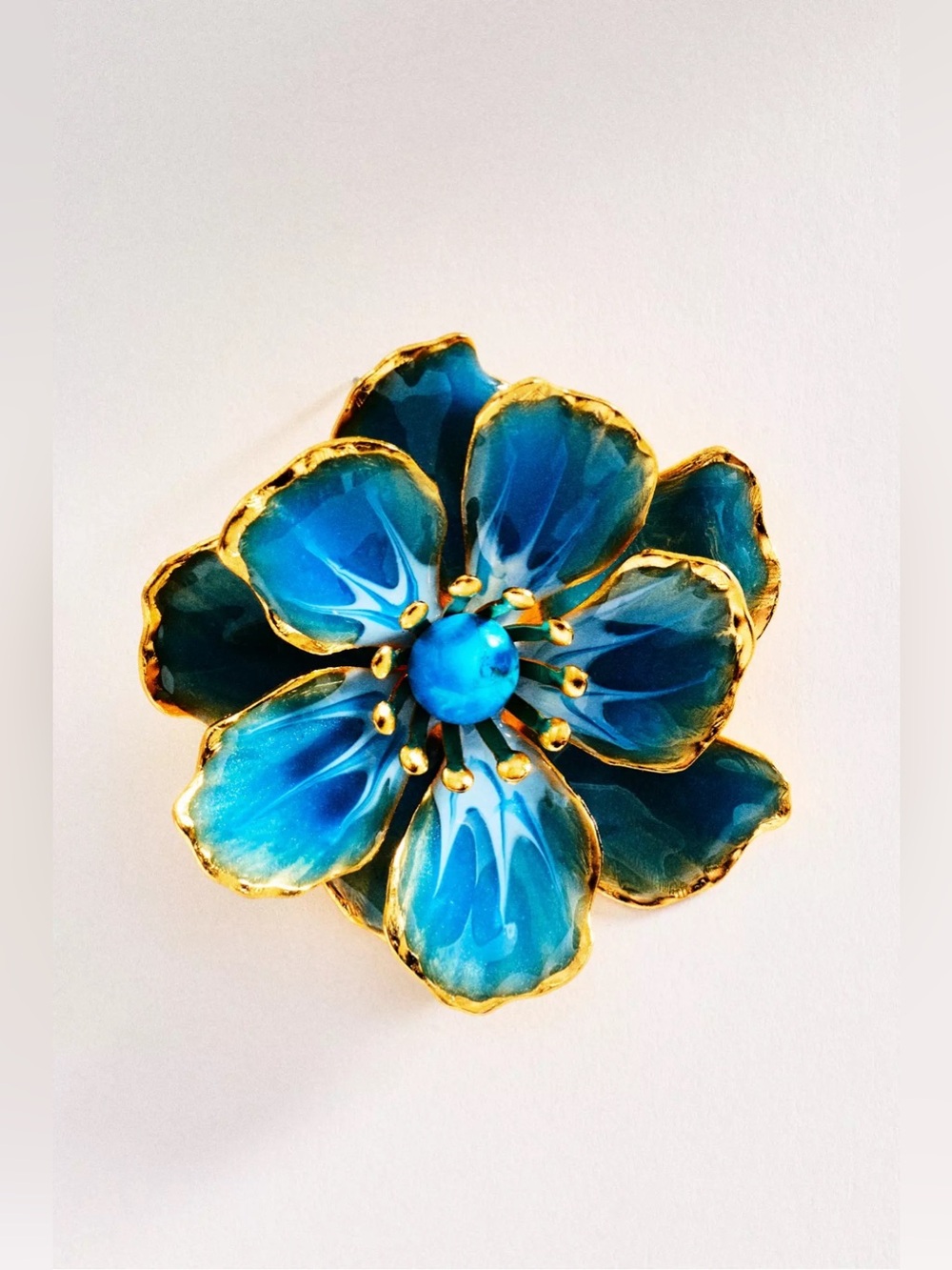 NWT The Pink Reef Hand-Painted Flower Stud Earrings Blue - Picture 2 of 6